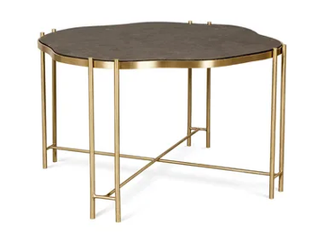 ARGA - Round brass and marble high side table by JOSÉ LEITE DE CASTRO - view 2